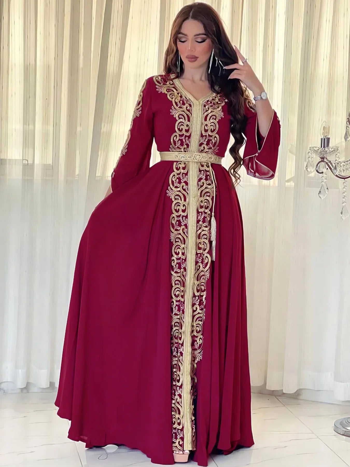 Caftan Moderne Bordeaux – Mode Caftan