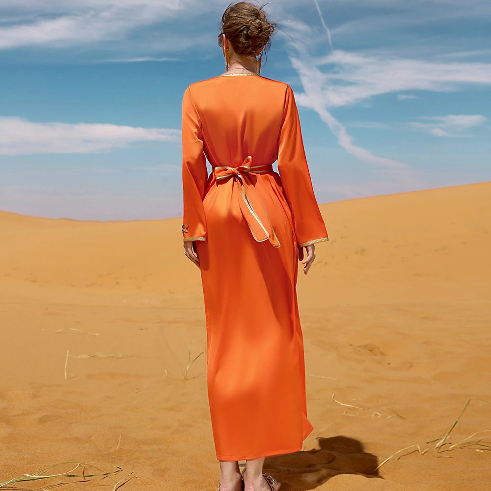 Caftan Orange et Doré - Mode Caftan