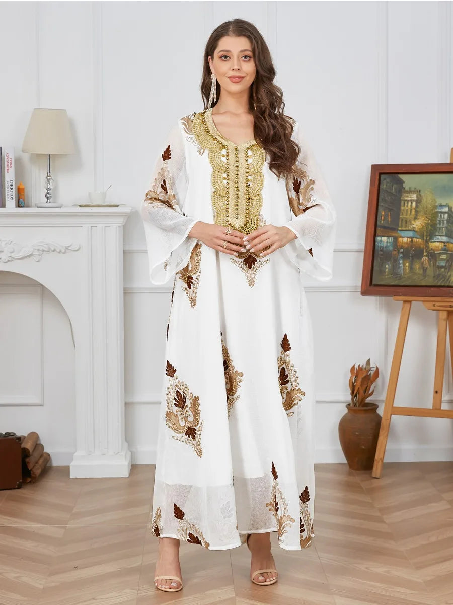 Caftan Blanc et Doré - Mode Caftan