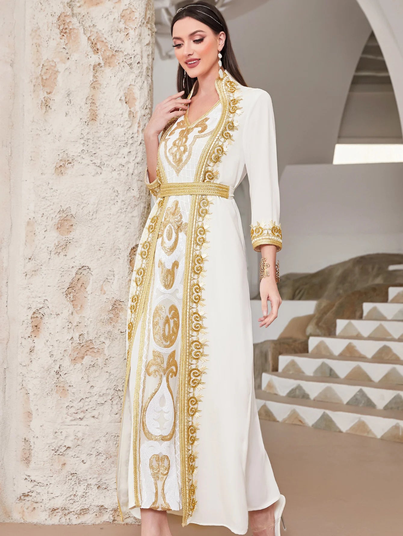 Caftan Blanc et Doré