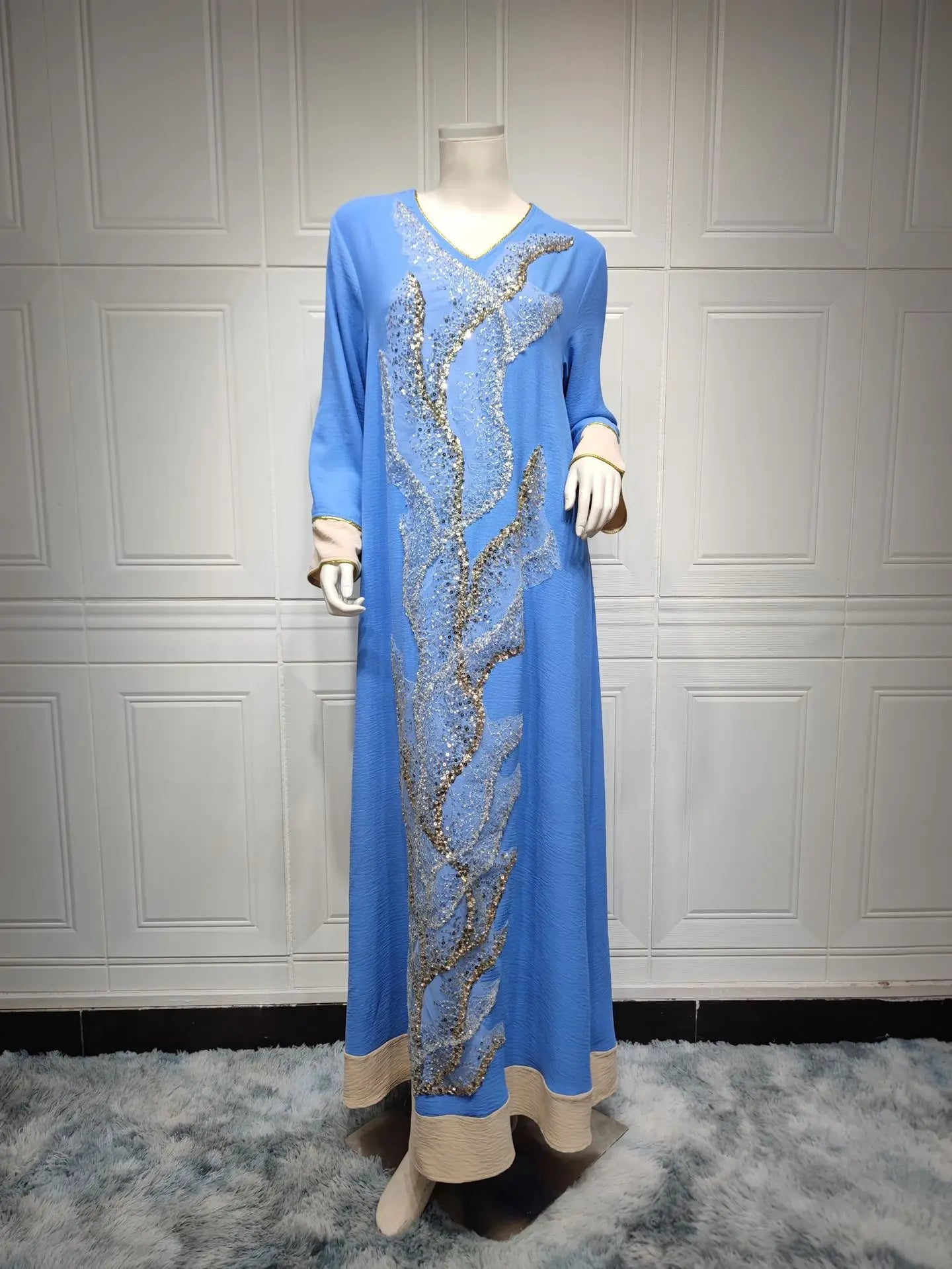 Caftan Bleu Broderie - Mode Caftan