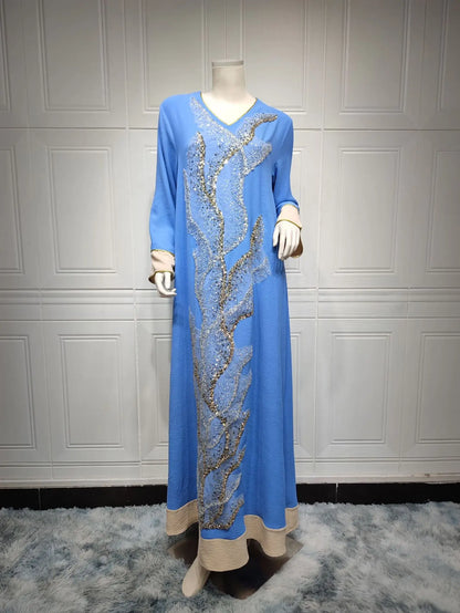 Caftan Bleu Broderie - Mode Caftan