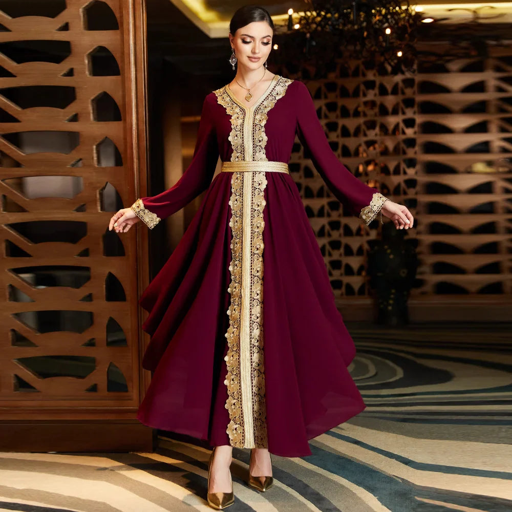 Caftan Bordeaux Or - Mode Caftan