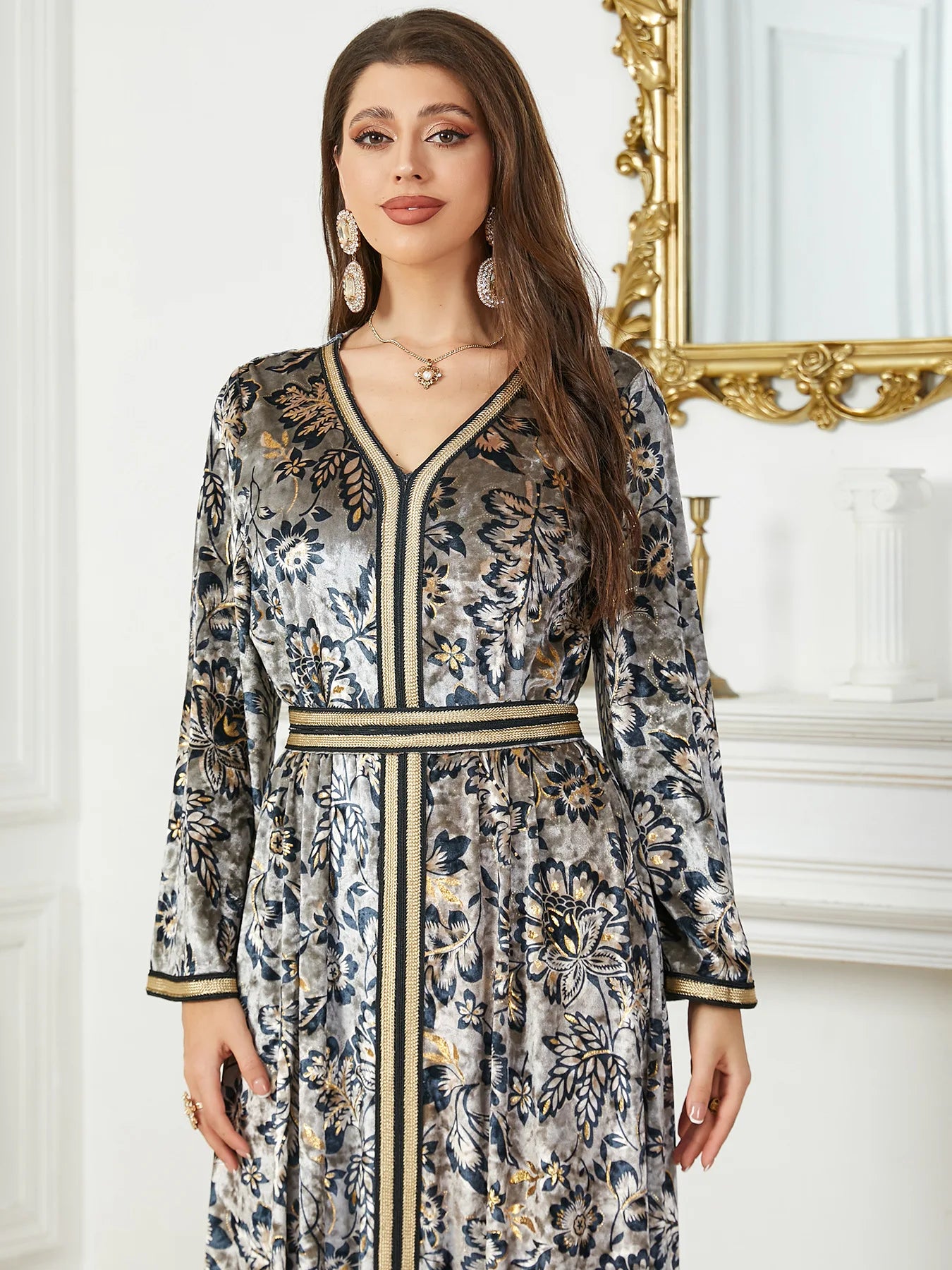 Caftan Femme Gris