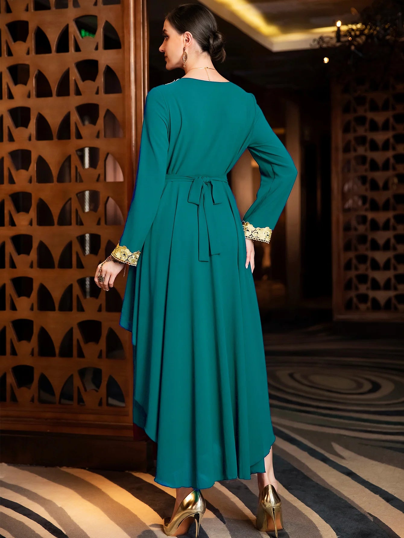 Caftan Femme Soirée Vert