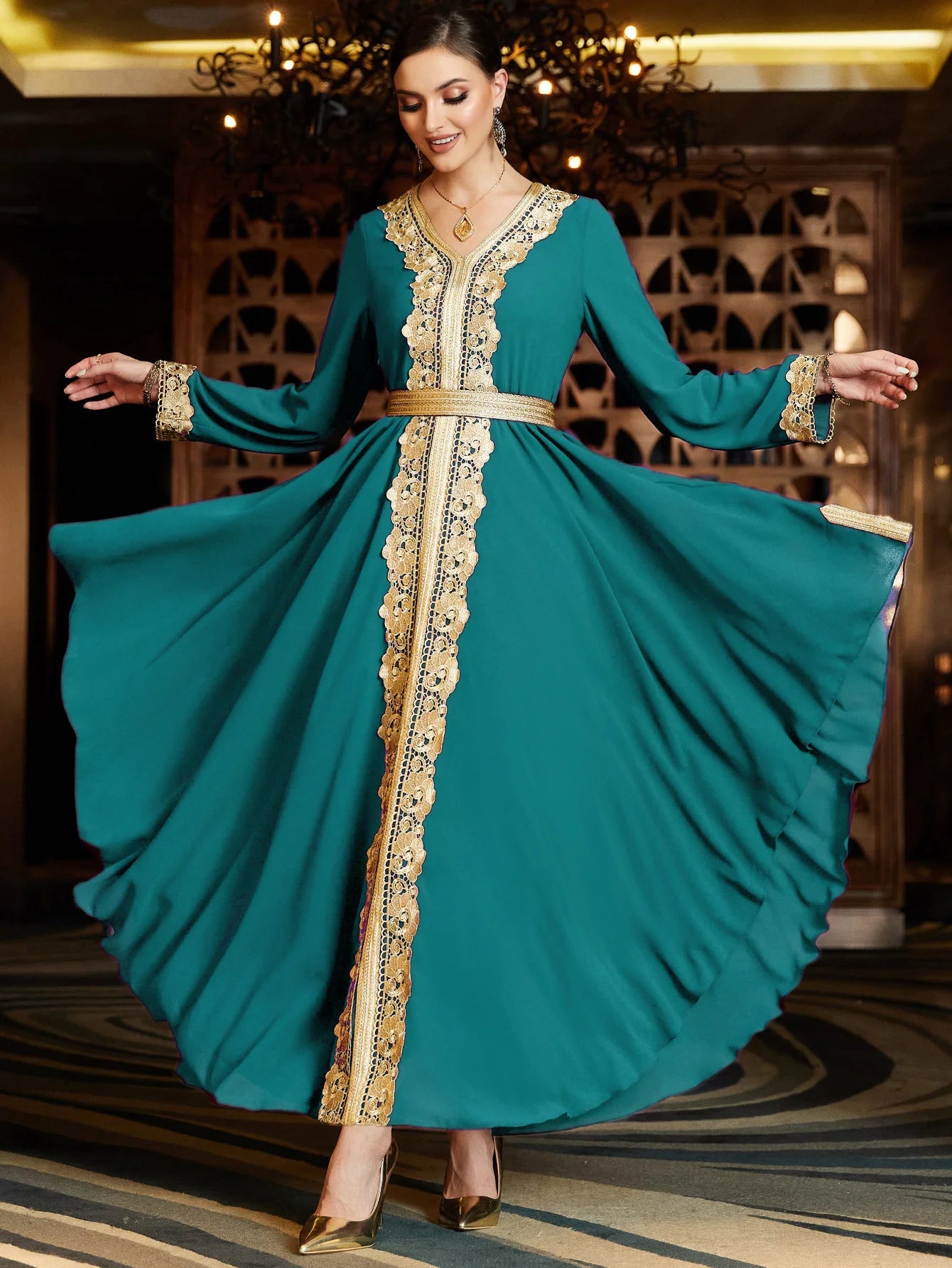 Caftan Marocain Moderne Vert