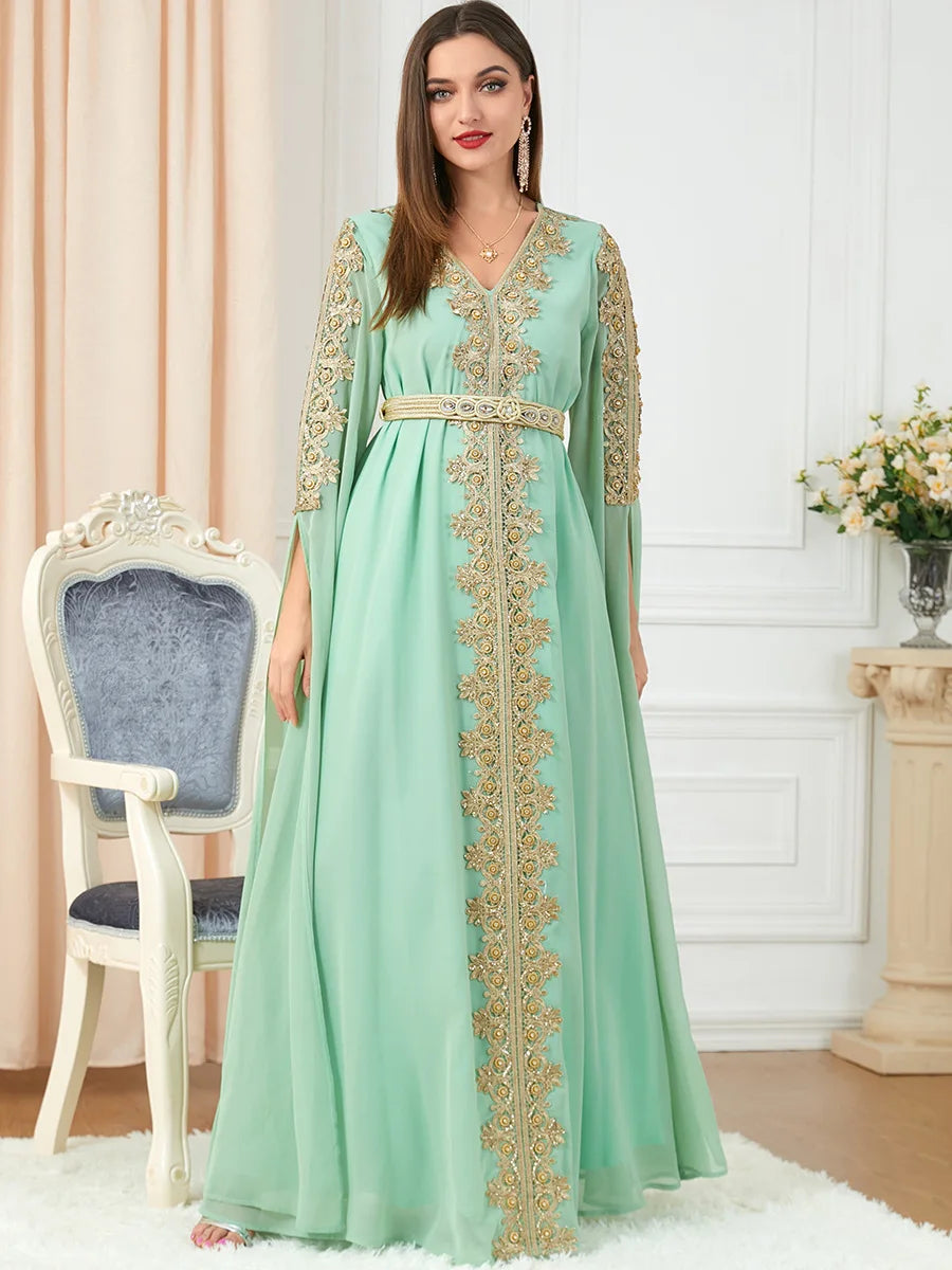 Caftan Marocain Moderne Vert