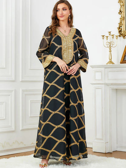 Caftan Marocain Noir et Or - Mode Caftan