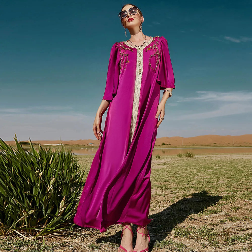 Caftan Marocain Rose et Or - Mode Caftan