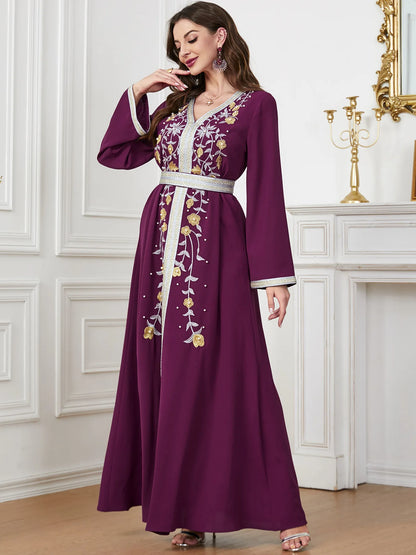 Caftan Mauve Marocain - brodé