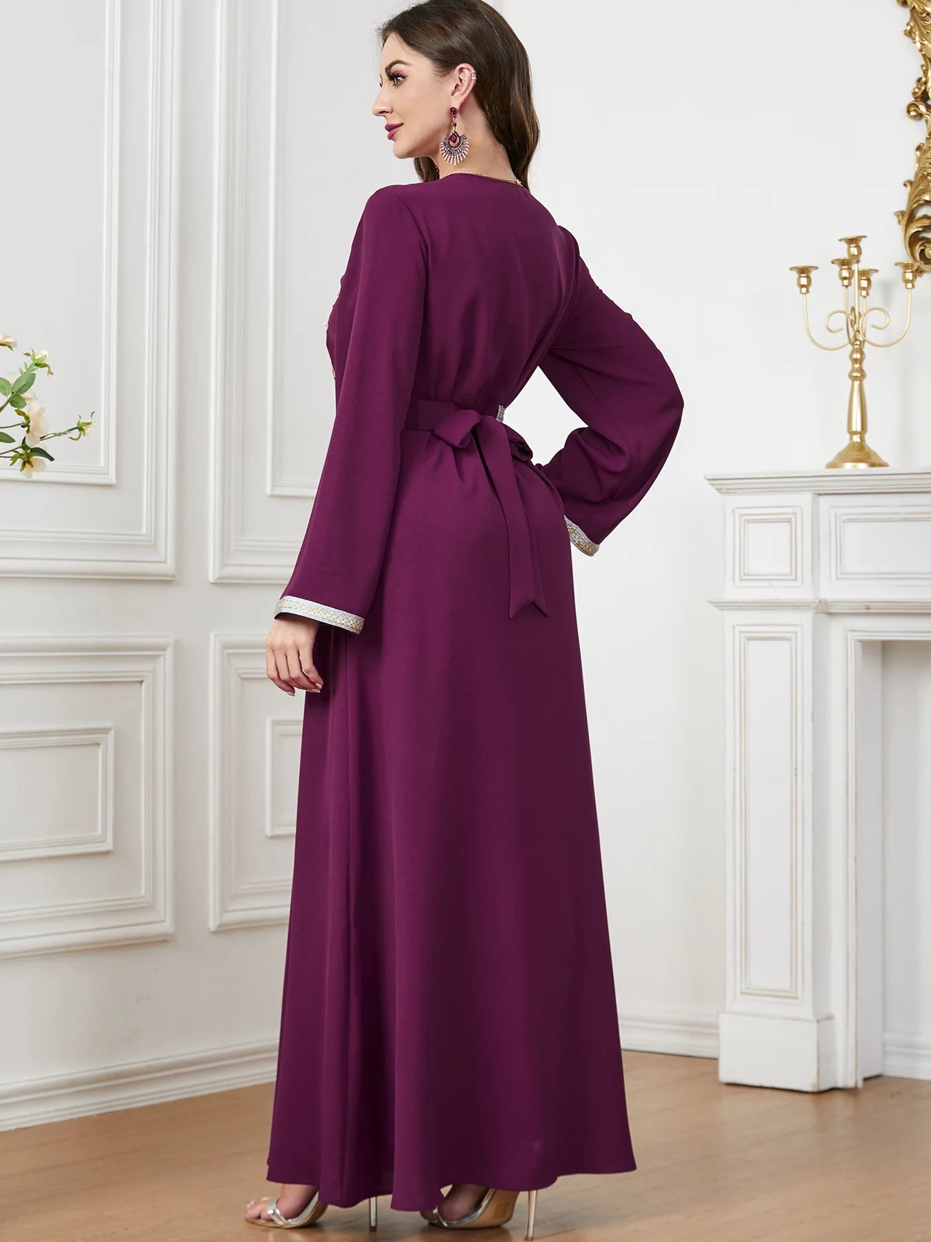 Caftan Mauve Marocain - brodé