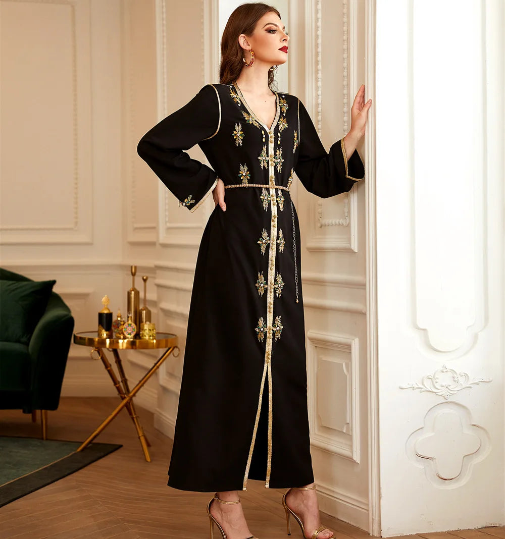 Caftan Noir et Or Ample - Mode Caftan