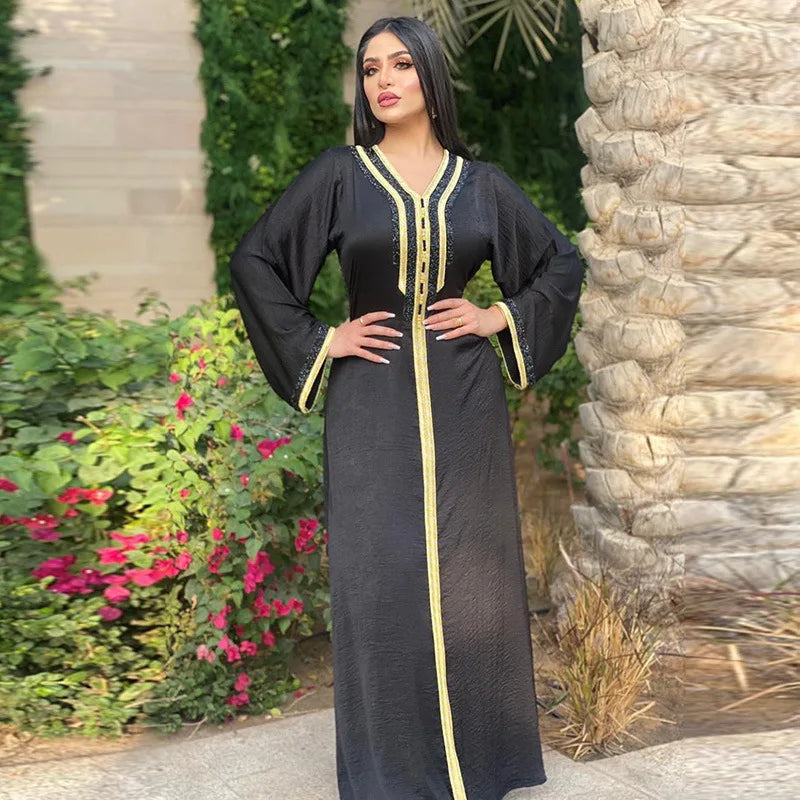 Caftan Noir Marocain Uni - Mode Caftan