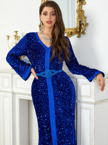 Caftan à Paillettes Bleu