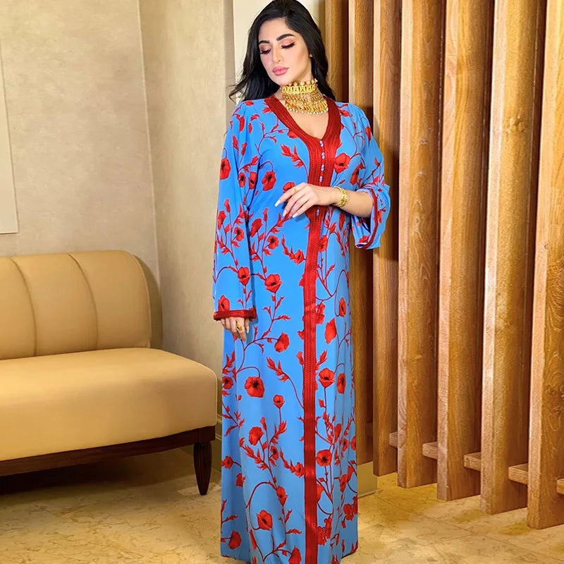 Caftan Rouge et Bleu - Mode Caftan