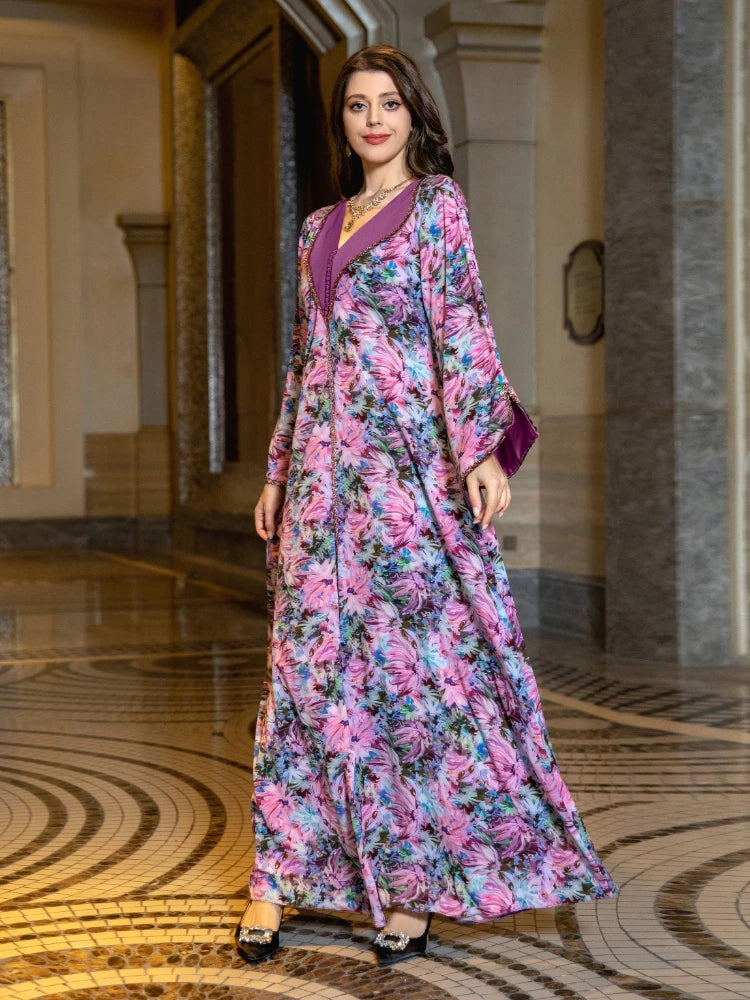 Caftan Satin Fleuri - Mode Caftan