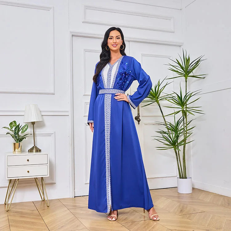 Caftan Bleu Simple Roi