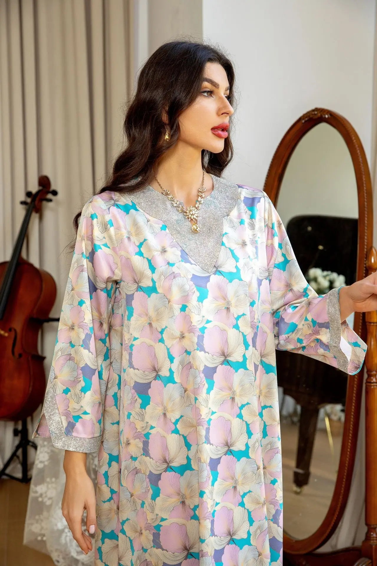 Caftan Simple Rose Pale - Mode Caftan