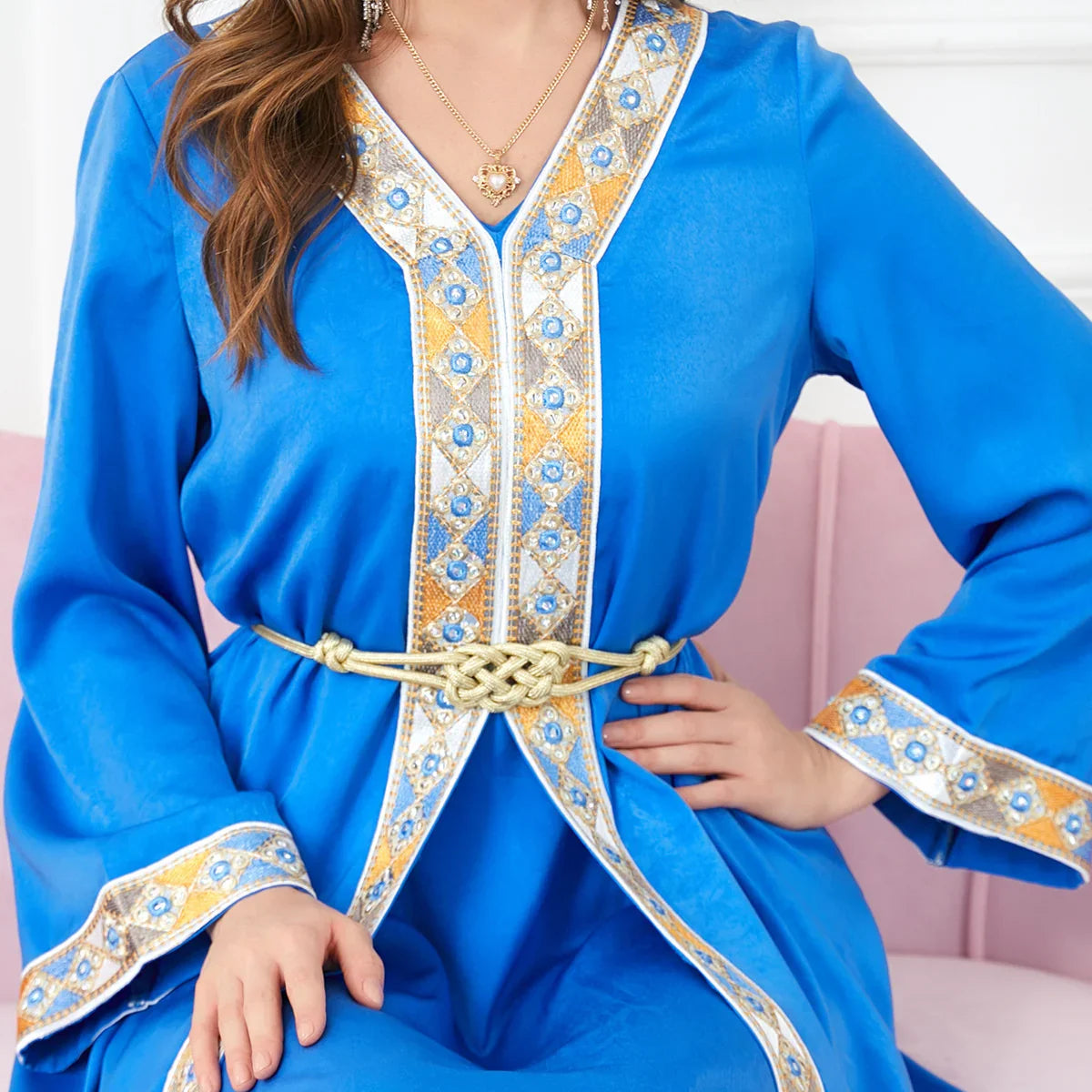 Caftan Traditionnel Bleu