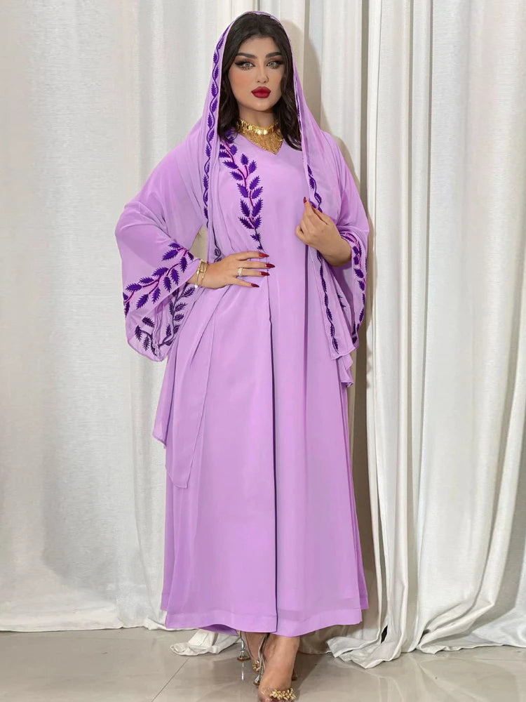 Caftan Uni Violet Simple - Mode Caftan