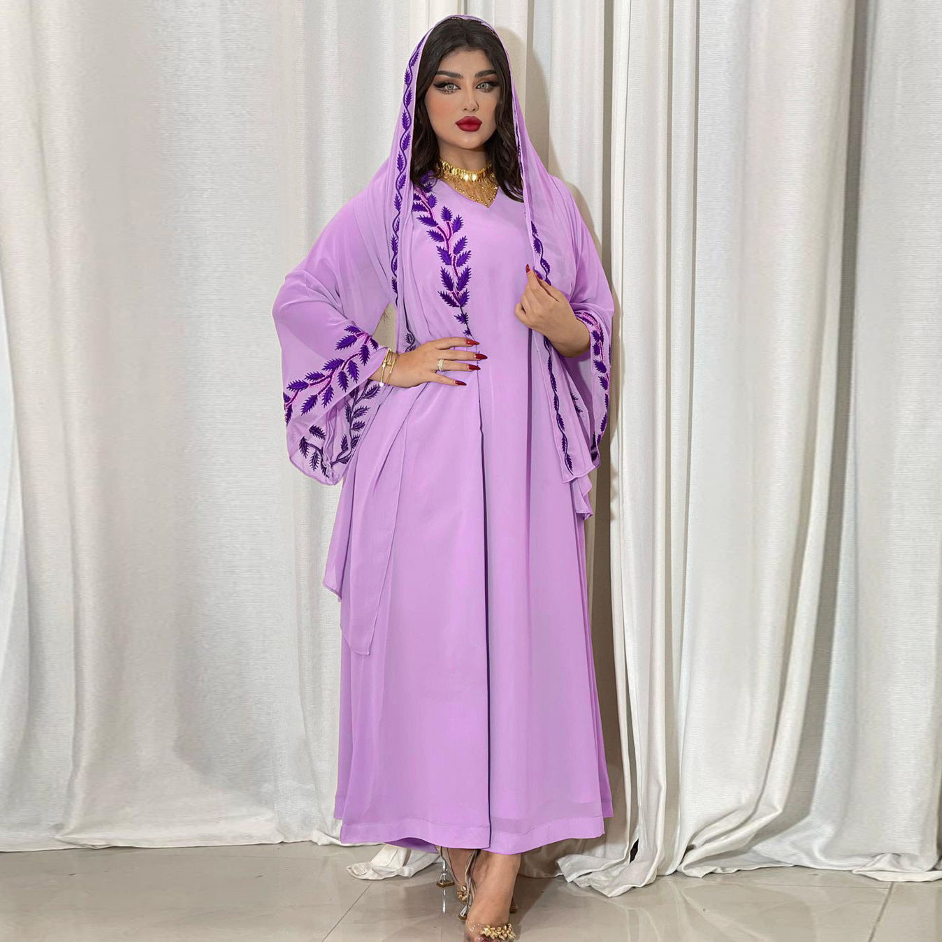 Caftan Violet Clair Simple - Mode Caftan