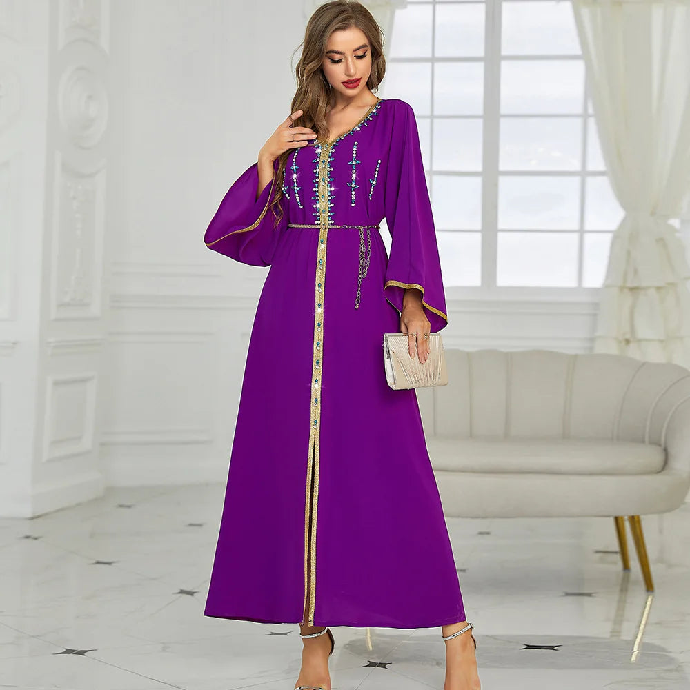 Caftan Violet et Argenté - Mode Caftan