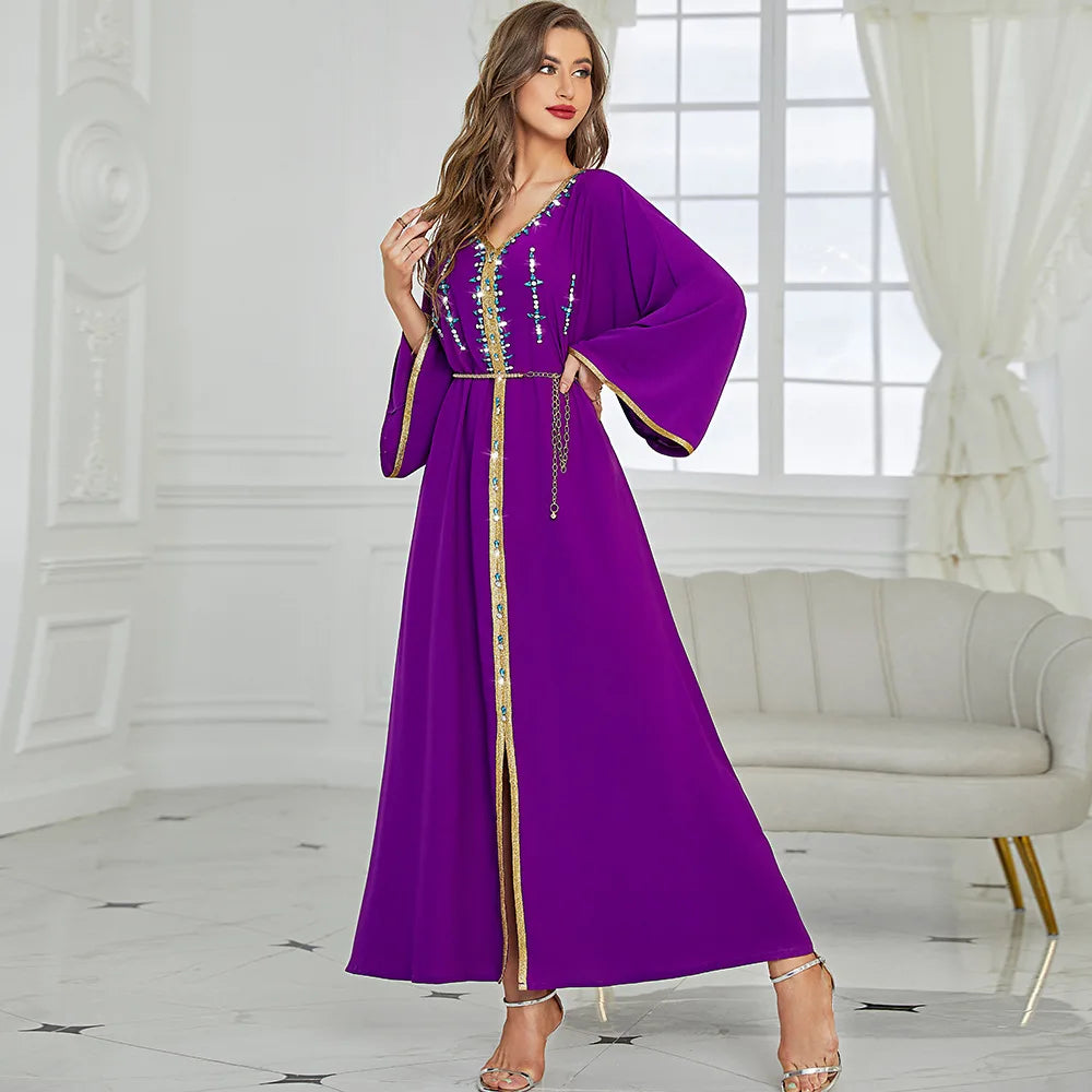 Caftan Violet Foncé Or - Mode Caftan