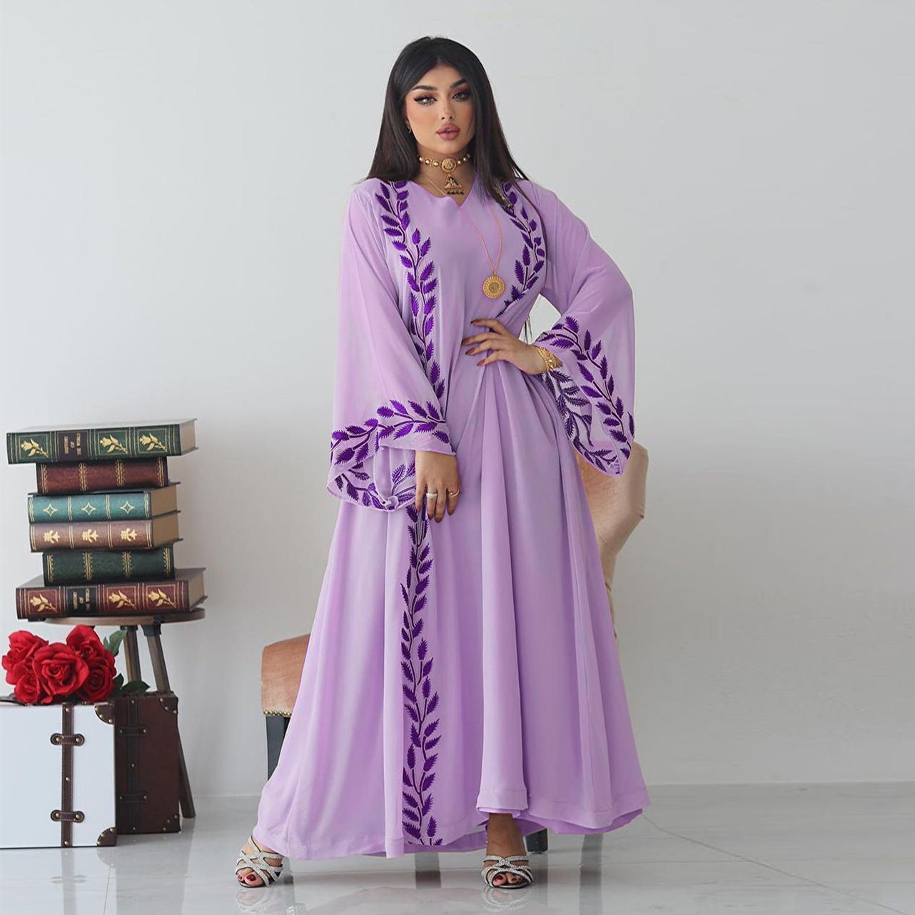 Caftan Violet Pastel Simple - Mode Caftan