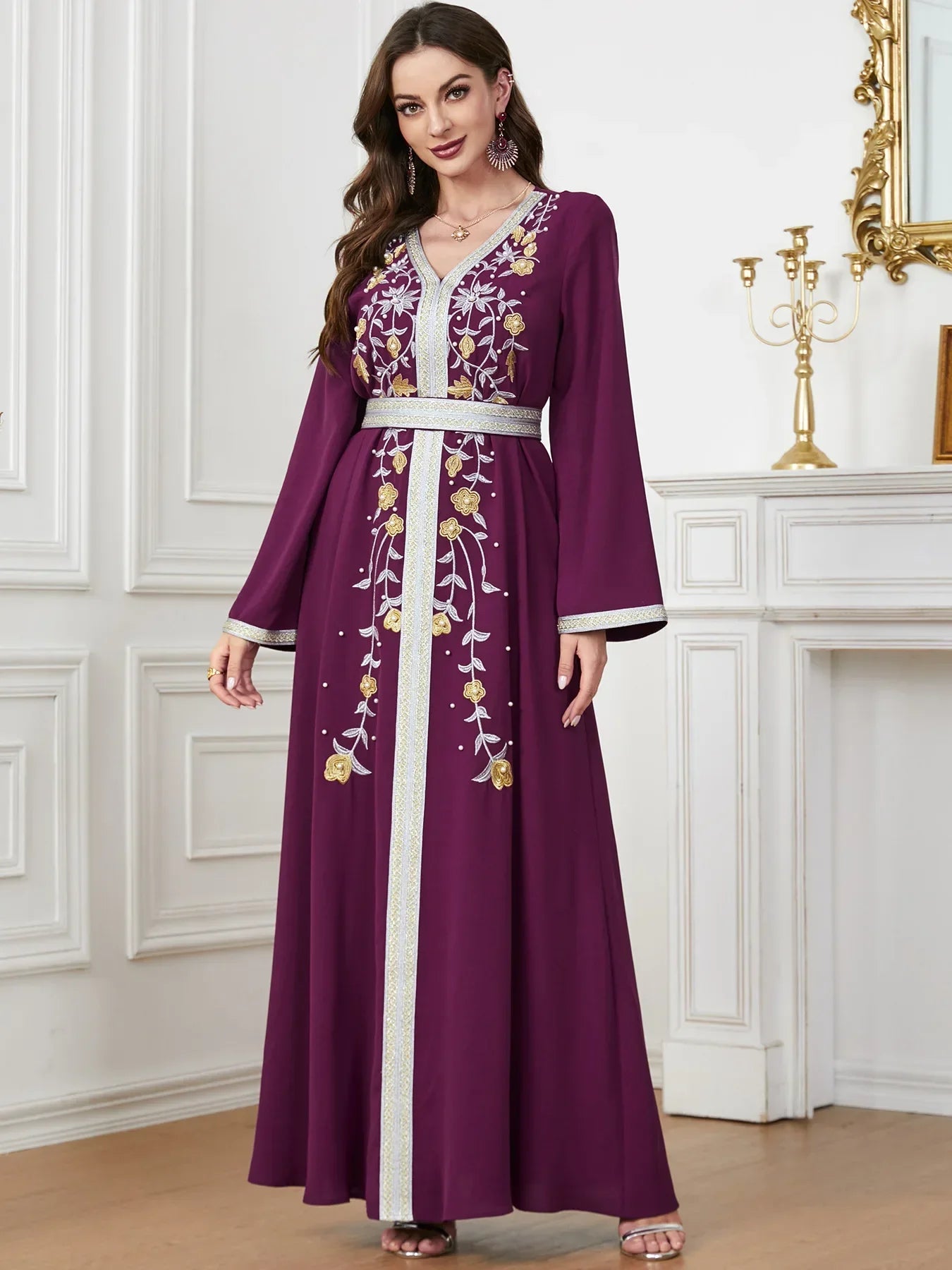 Caftan Mauve Marocain - brodé