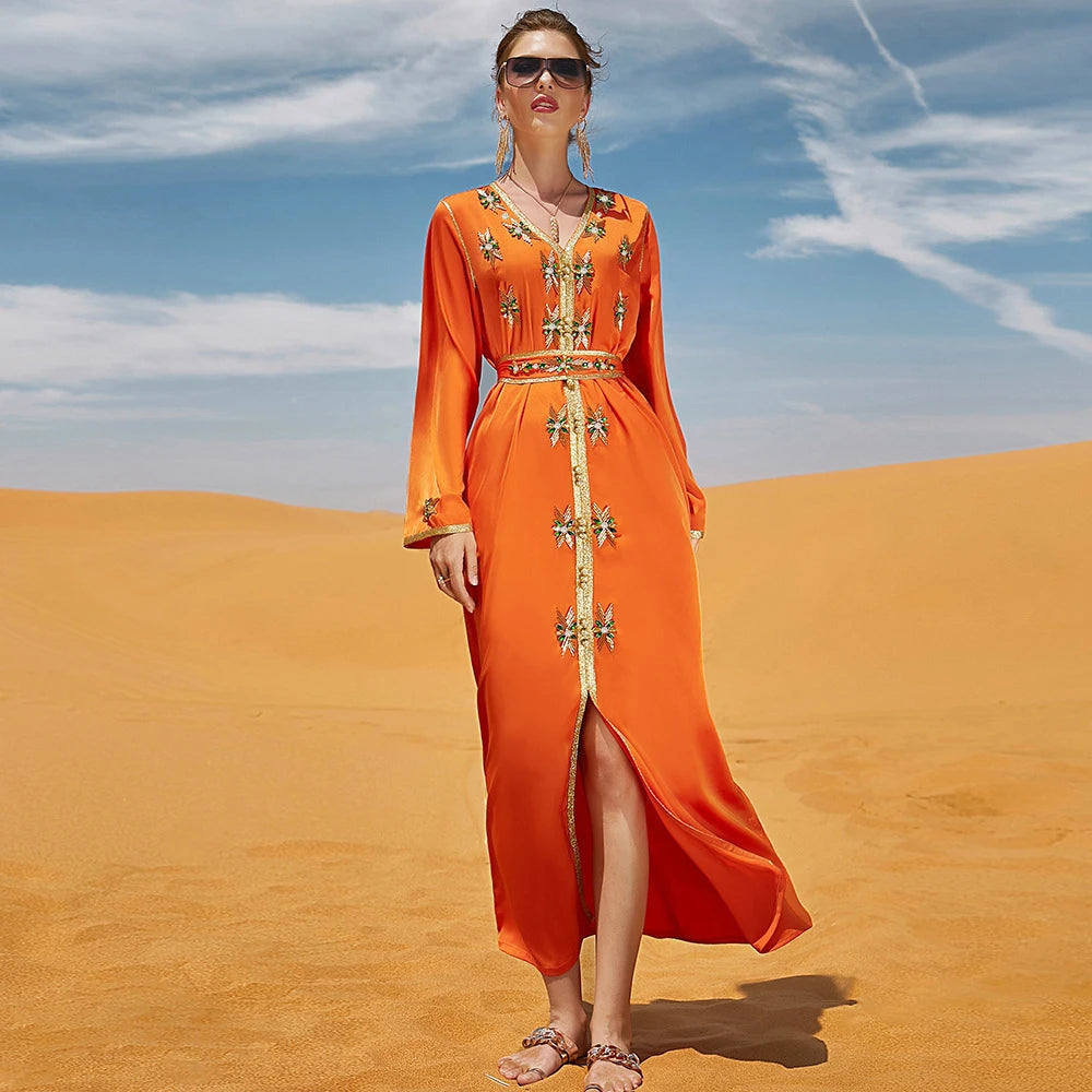 Caftan Orange et Or - Mode Caftan