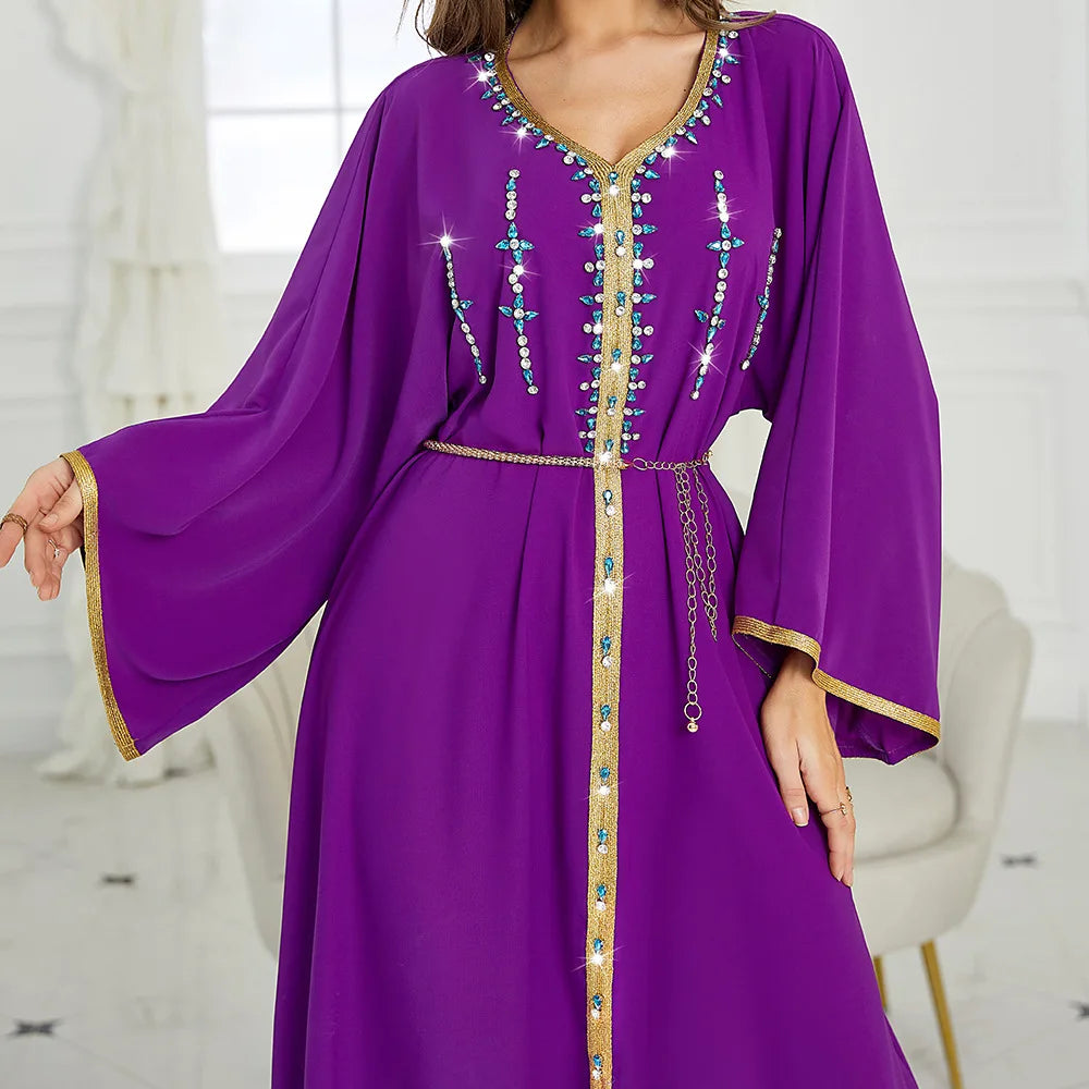 Strass Caftan Violet Foncé - Mode Caftan