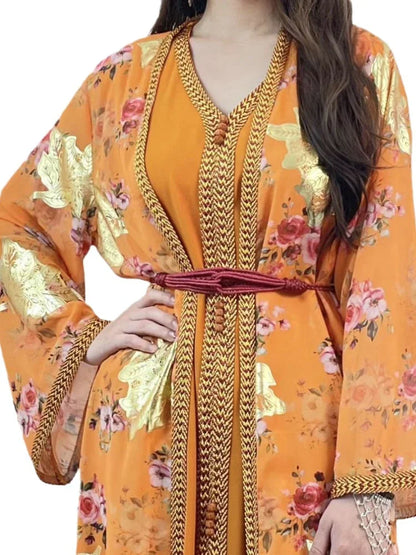 Caftan Orange et Doré - Mode Caftan