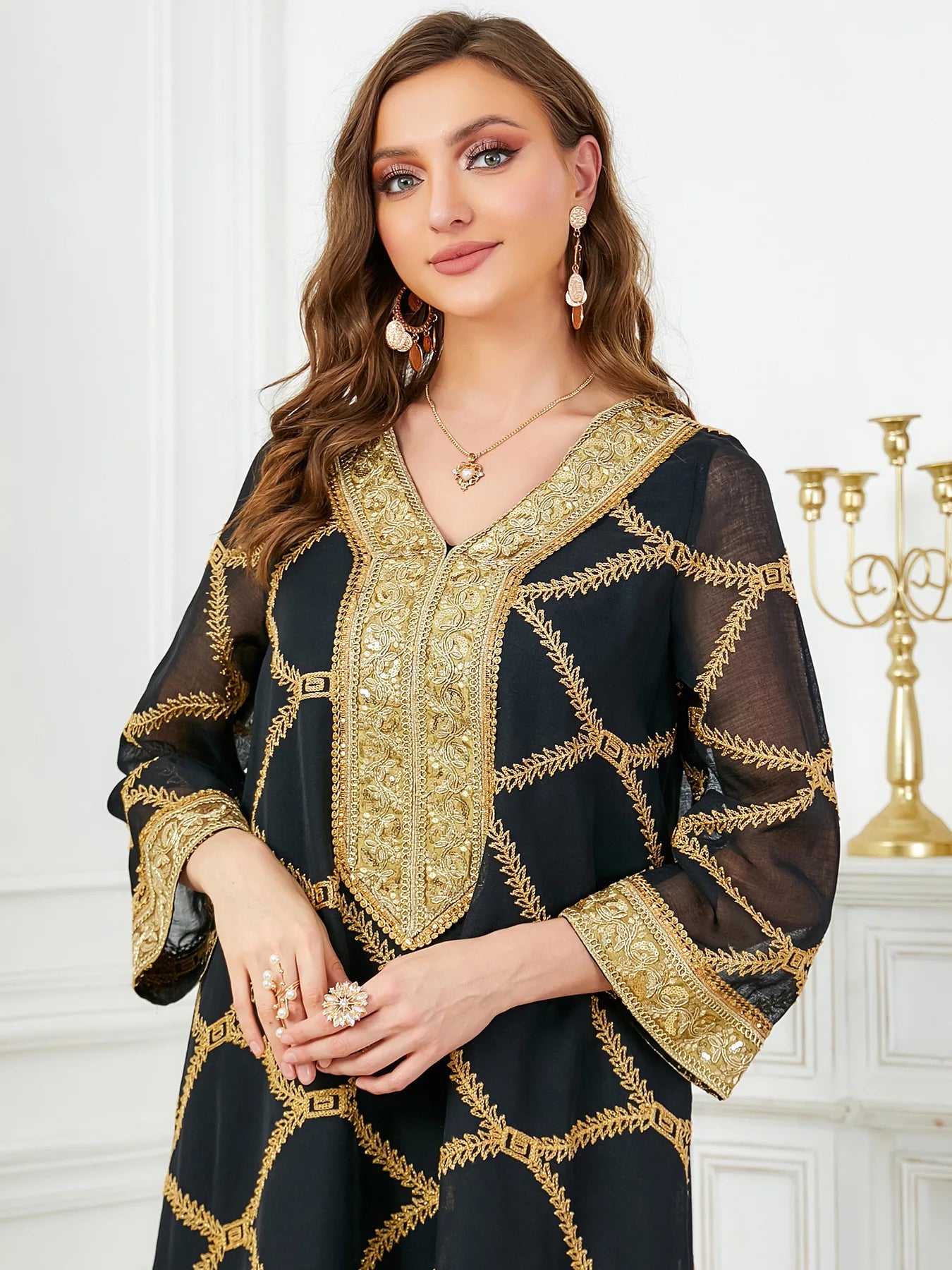 Caftan Marocain Noir et Or - Mode Caftan