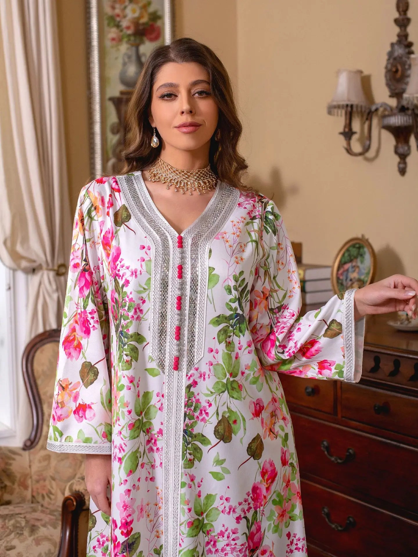 Caftan Rose et Blanc - Mode Caftan